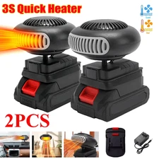 Cordless Space Heater Battery Powered Portable Car Heater Fan +Battery &Charger