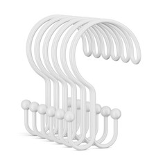 White Shower Curtain Hooks Ring, 12 Pcs Double Sided Shower Hooks, Rust Proof...