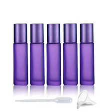 5 Pack 10ml Colorful Frosted Glass Roll On Bottles,Empty Essential Oil Glass Rol