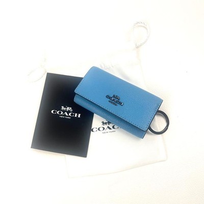 COACH 6-Key Case with Key Ring Blue Leather | eBay