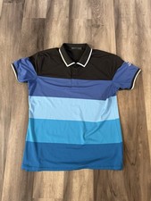 G/Fore Mens Polo Golf Shirt Medium Striped Blue Black