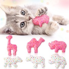MALLMALL6 6Pcs Frosted Animal Cookie Catnip Crinkle Paper Sound Toys Gift for