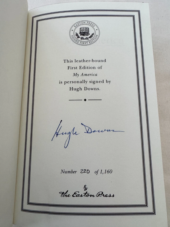 SIGNED FIRST Easton Press MY AMERICA Hugh Downs 1ST Edition #220 / 1,160 Ltd Ed - Image 4 of 4