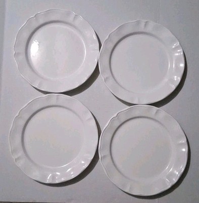 Varages France Luberon White 10.75  Dinner Plates  Set Of 4 Vintage Pre-owned 