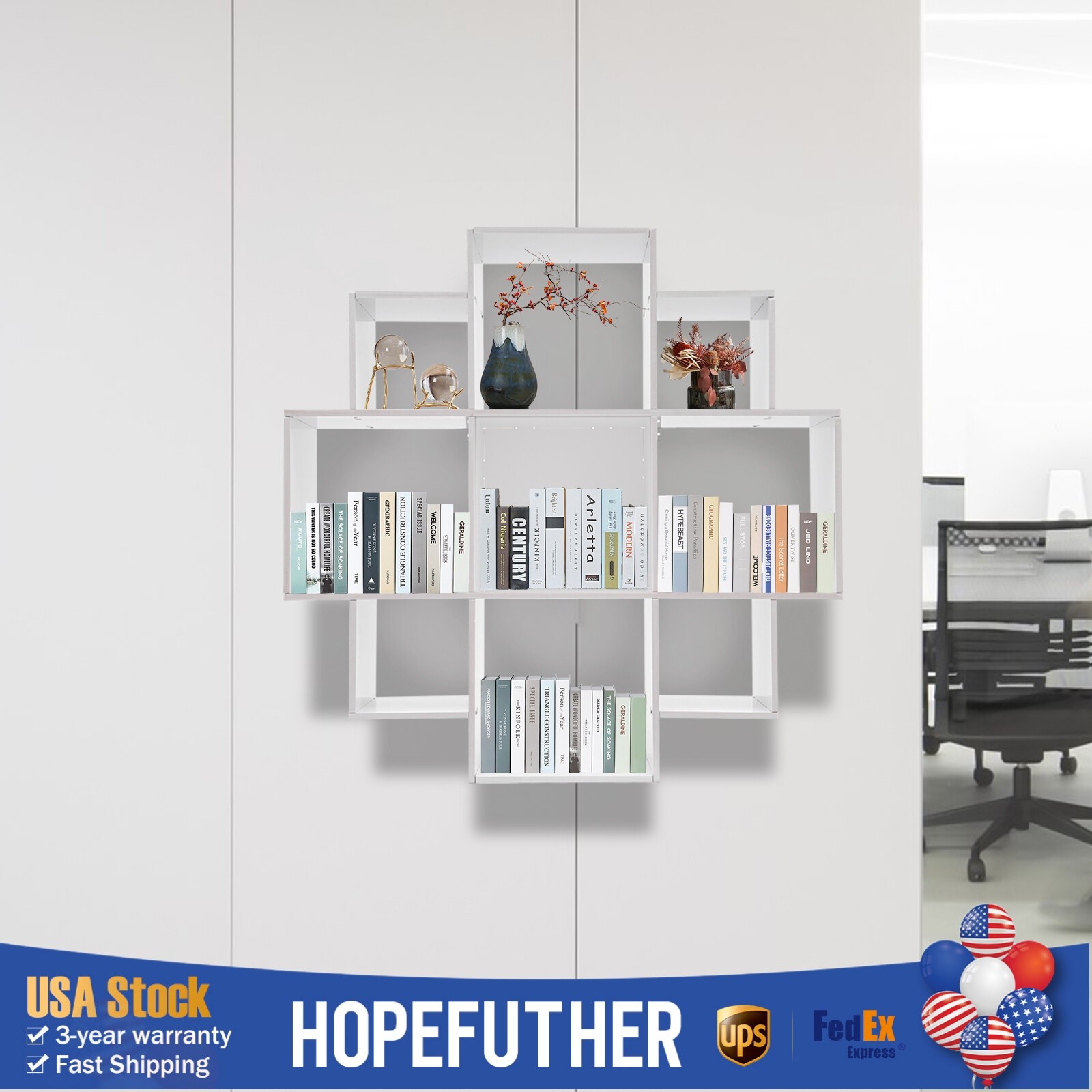 Wall Mounted Display Bookcase Book Shelf Home Decor Storage Rack Shelving Unit