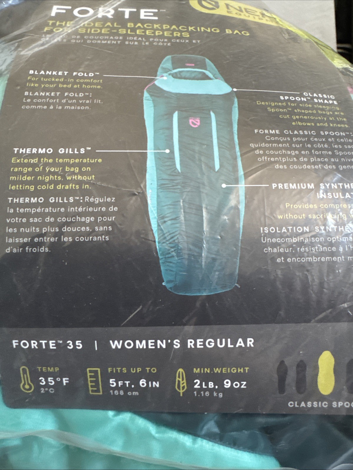 Nemo Equipment Forte 35 Women's Sleeping Bag Backpacking Bag Twilight Aurora New