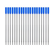 20 PCS Blue Ink Refills 1mm Medium Tip Replaceable Ballpoint Pen Cartridges
