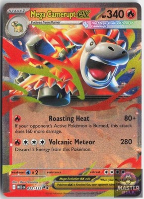 Mega Camerupt ex 022/132 Double Rare Mega Evolution Pokemon Near Mint