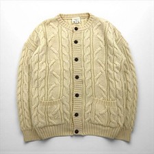 80s England Vintage Aran Cardigan, Made in England, Fisherman's Aran Knit Cardig