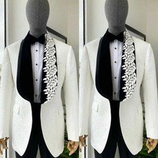 New Arrival Mens Jacquard Suits Pant Slim Fit 2 Pieces for Wedding Evening Party