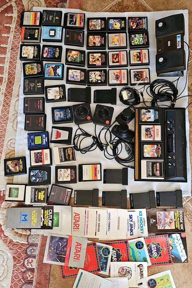 VINTAGE Atari CX2600A Video Game Console, Controllers 51 Games super pong manual