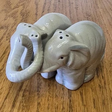 Abbott Collection Set of 2 Hugging Elephants Ceramic Salt & Pepper Shakers