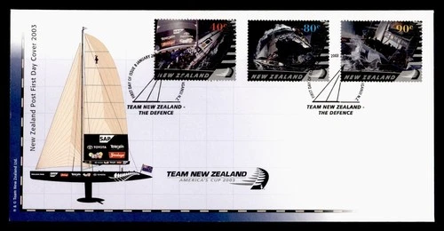 DR WHO 2003 NEW ZEALAND FDC AMERICANS CUP SAILING RACE SHIP COMBO M79746