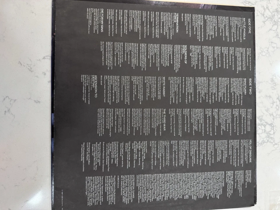 Sanctuary Refuge Denied 1987 LP Dave Mustaine Clean Vinyl VG+/VG+ - Image 4 of 4