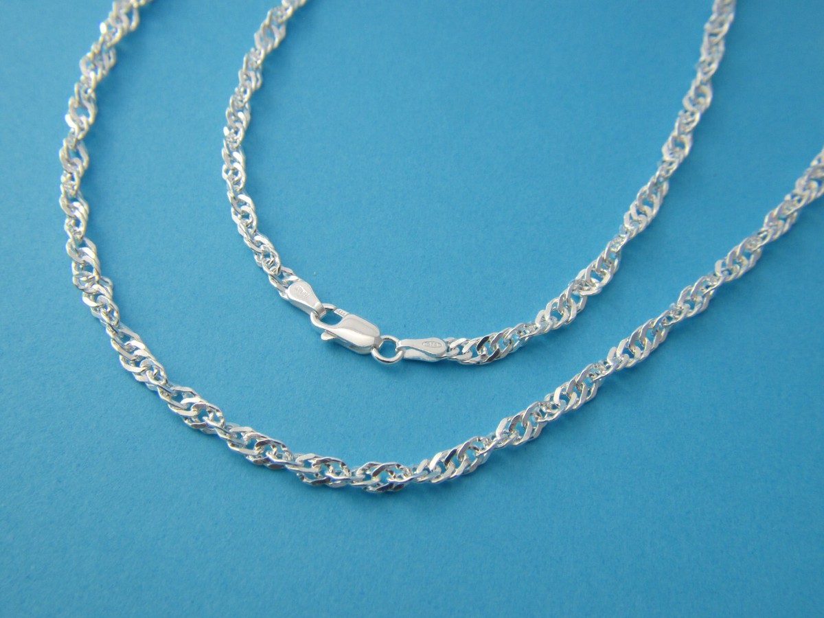★HARANG★ Silver Fabric Necklace 3Colors sterling silver thick Wave chain 3.5mm wide necklace solid