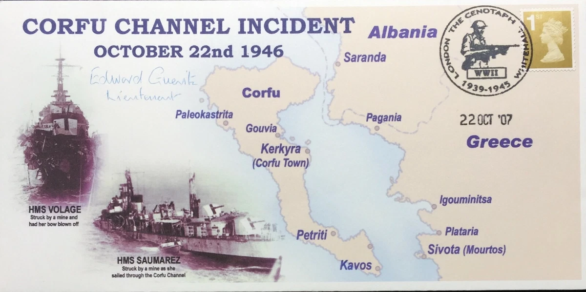 Corfu Channel Incident, Oct 22nd 1946 FDC Signed By Rear Admiral Edward  Gueritz | eBay