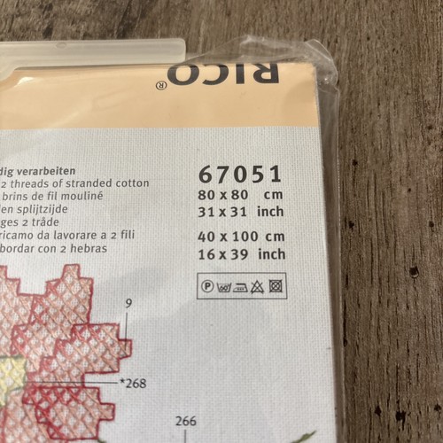 NEW RICO DESIGN Flower Design Stamped Cross Stitch 31"x31" Tablecloth Kit 67051 - Picture 4 of 7