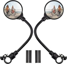 Bike Handlebar Mirror 2 Pack - Rotatable And Adjustable Wide Angle Rear View