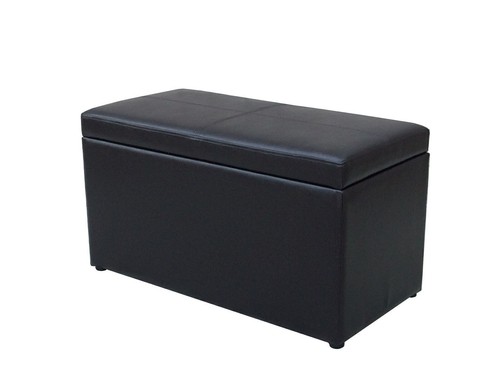 30-inch Hinged Storage Ottoman Seat Bench Footstool Bed sofa End Stool, Black - Picture 4 of 4