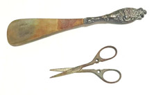 Vintage Small Scissors and Fancy Handle Shoe Horn For Antique Collection Display