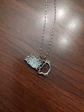 Double Hello Kitty Head 16" Necklace Silver Tone New With Tags