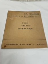 1948 Food Service Supervision Training Book US Army Military Booklet Mess KP