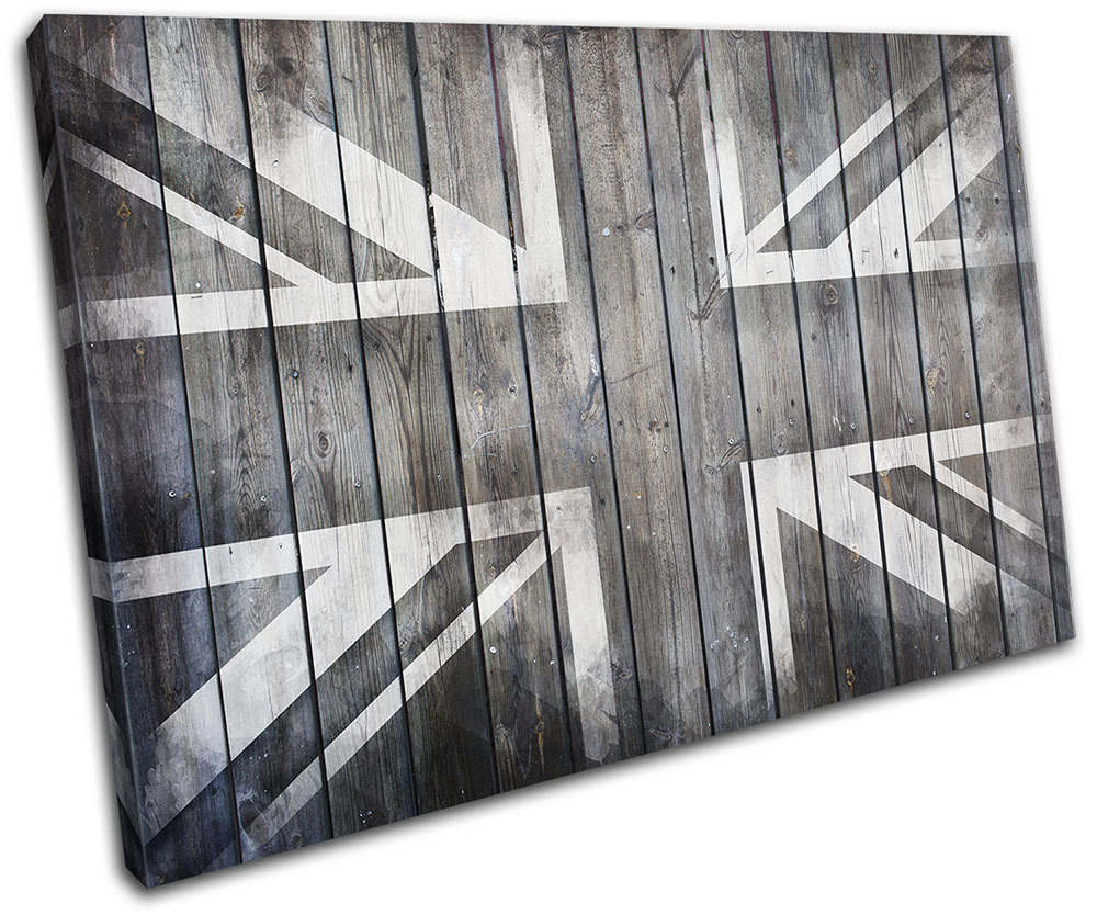 Shabby Chic Union Jack Map Canvas Print - Ready To Hang, Made In UK