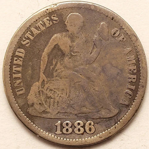 1886 SEATED LIBERTY SILVER DIME VERY GOOD CONDITION  #MC_412