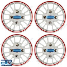 4 Pcs New Wheel Hub Caps Cover Plastic White Red 12-14 For Cars Universal Us 4 Pcs New Wheel Hub Caps Cover Plastic White Red 12-14 For Cars Universal Us
