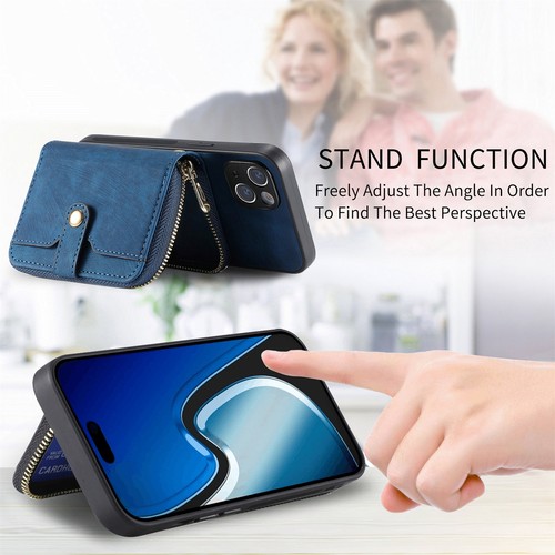Zip Leather Wallet Case + Strap For Apple iPhone 16 15 14 12 11 XR SE 8 7 6 Plus - Picture 6 of 24