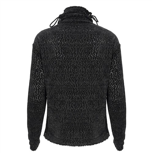 T-shirt donna moda diavolo nera punk strappata manica lunga irregolare top elastico - Foto 16 di 20