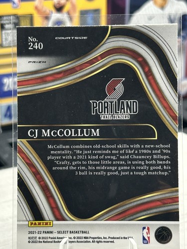 2021-22 Panini Select Courtside Red Wave Prizm CJ McCollum #240 - Picture 2 of 2