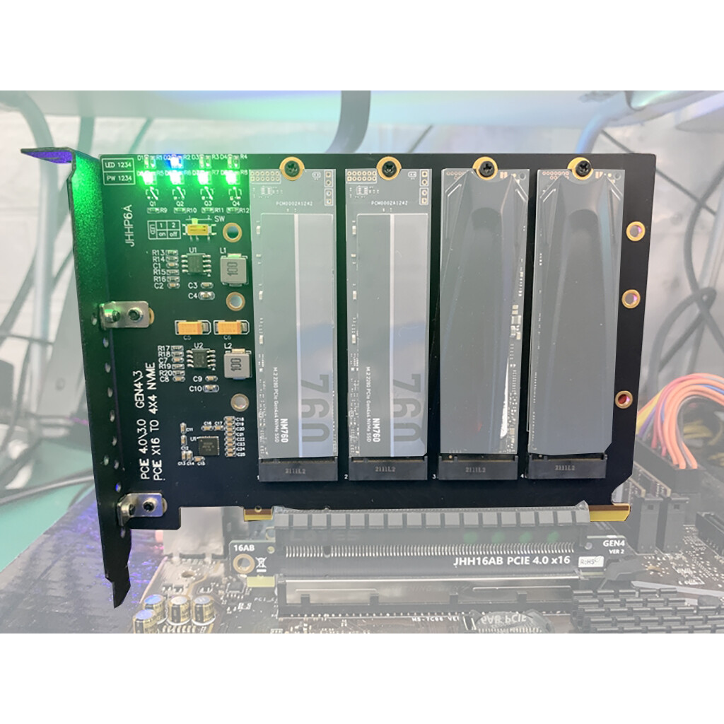 4 4.0 X16 PCIe Gen 2260 NVMe to 4x4 SSD Drive State 2280 PCI-E
