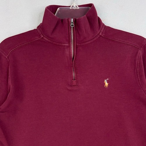 Polo Ralph Lauren Sweater Kids Large Burgundy 1/4 Zip Pullover Preppy Layer Boys - Picture 2 of 13