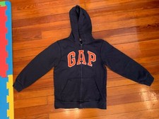 Gap Kids Boys Hoodie Full Zip Cotton Blend Navy Sign Front Size L