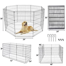 36" 8 Panels Pet Play Pen Dog Playpen Cage Large Crate Exercise Fence In/Outdoor