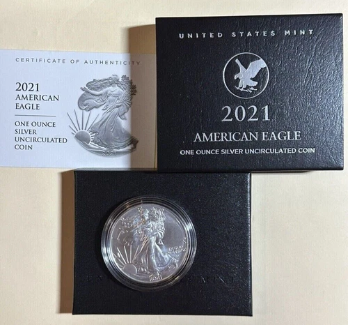 2021 W AMERICAN EAGLE SILVER Dollar UNC West Point US Mint 1oz .999 BOX 21EGN