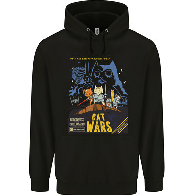 Cat Wars lustiger Sci-Fi Herren 80% Baumwolle Hoodie
