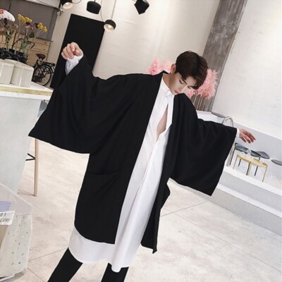 Men Gothic Loose Cardigan Punk Kimono Jacket Oversize Coat Outwear Cloak