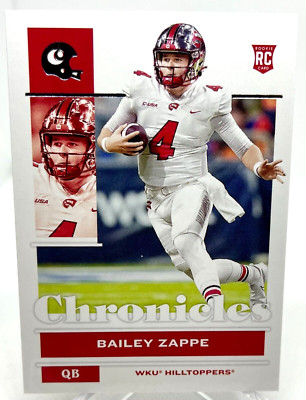 Bailey Zappe ROOKIE CARD 2022 Chronicles Draft Picks Card #24 Pats Hilltoppers