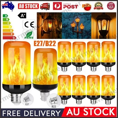 E27/B22 LED Flame Effect Flickering Fire Light Bulbs Burning Effect Lamp 4 Modes - image 1 of 4