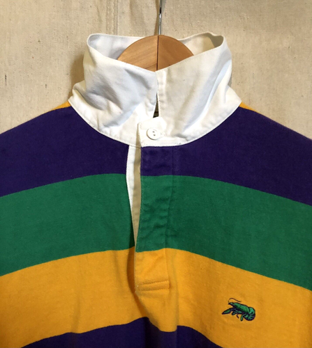 Perlis Mardi Gras Striped L/S Rugby Polo Shirt - Gusset Sleeves - USA | eBay