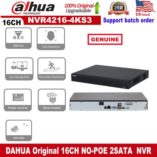 Dahua Original 16CH 16POE 12MP NVR4216-16P-4KS3 16Channel Lite NVR4216-4KS3 NVR - Imagen 3 de 9