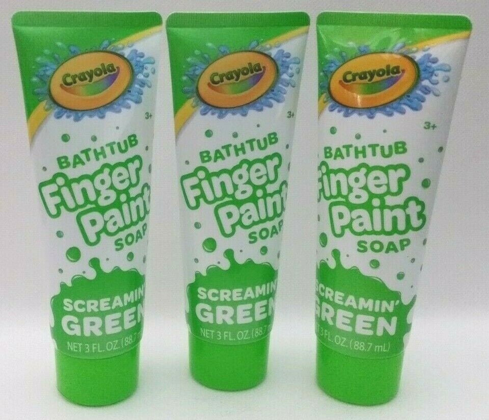 LOT Crayola Kids Bathtub Finger-paint Soap Screamin Green oz