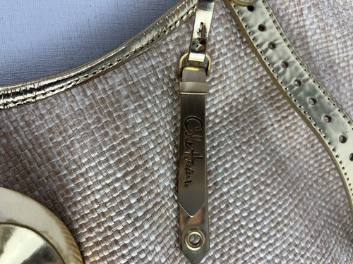 Cole Haan Raffia Handbag Large Tote Straw Bag w/ Gold Details - Picture 12 of 17