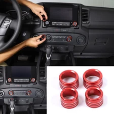 Air Conditioning Volume Knob Trim Ring Red For Nissan Frontier 2022+ Aluminum 4X