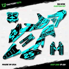 Black & Cyan Slick Racing Graphics Kit fits 17-20 Kawasaki KXF250 Kxf 250 Decals