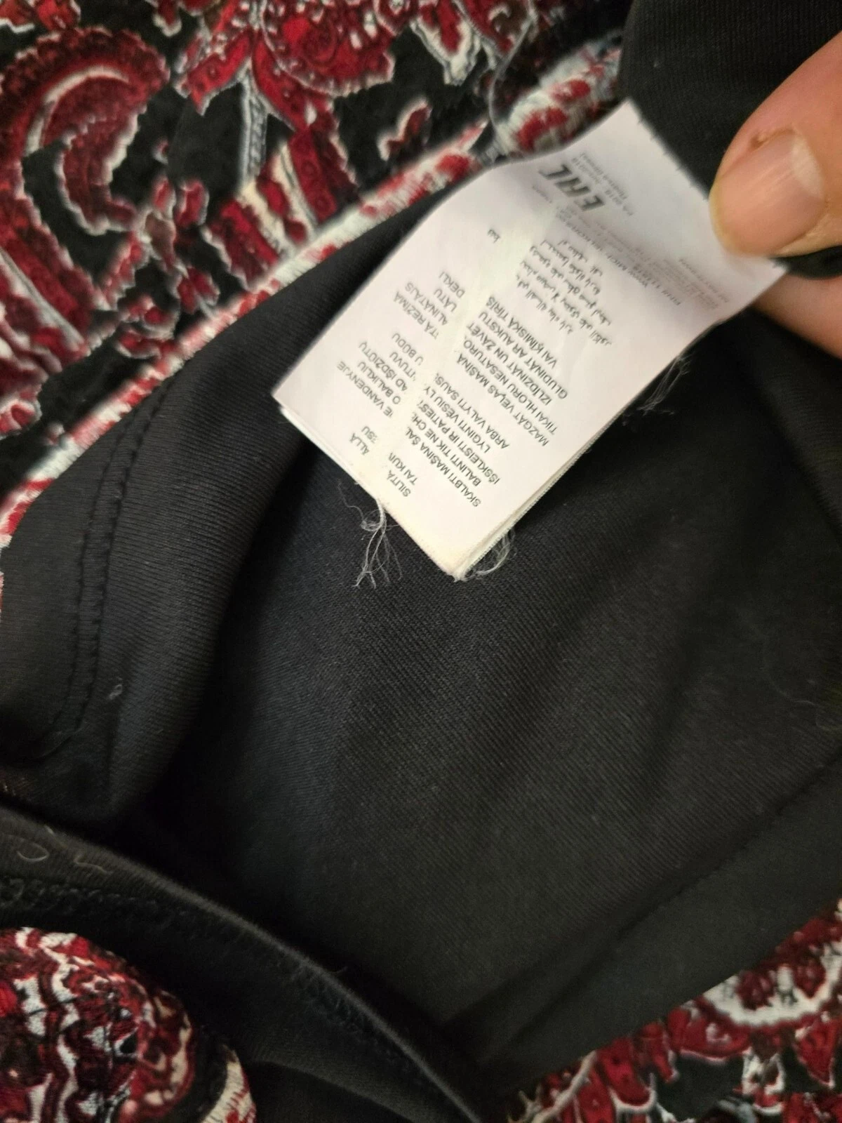 Abito Michael Kors nero rosso paisley lungo con volant maniche vescovo taglia XS