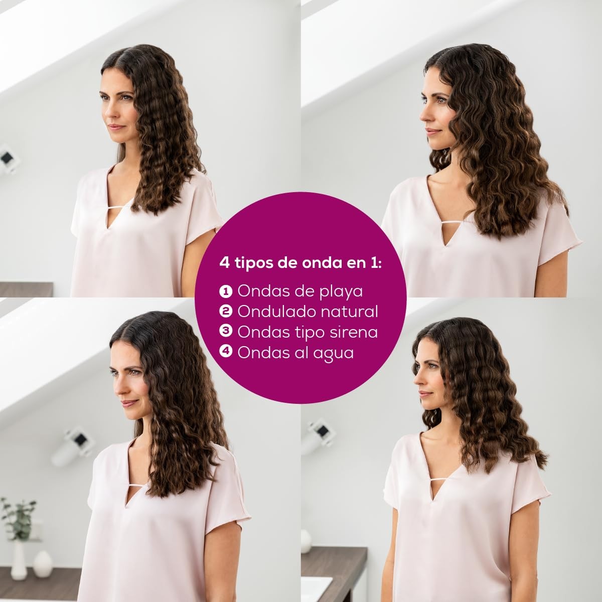 HT65 4-in-1 Wave Styler, 3 Barrel Curling Iron, Adjustable Deep Hair Waver Wand alternate view 4
