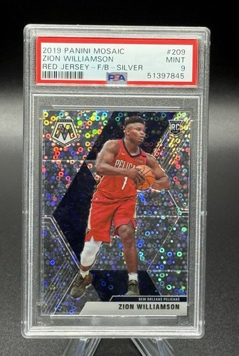 2019 Panini Mosaic Zion Williamson Red Jersey Fast Break Silver Prizm PSA 9 RC